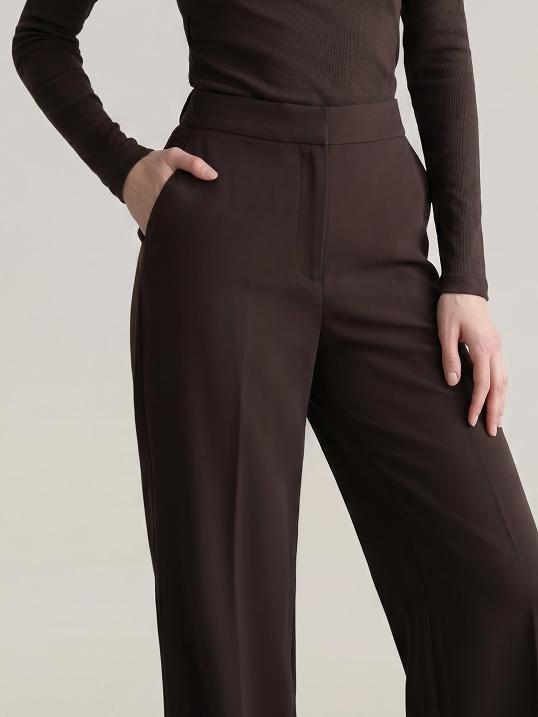 Dark Brown High Rise Pants