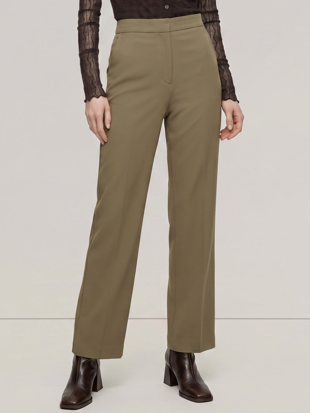 Olive Green High Rise Pants