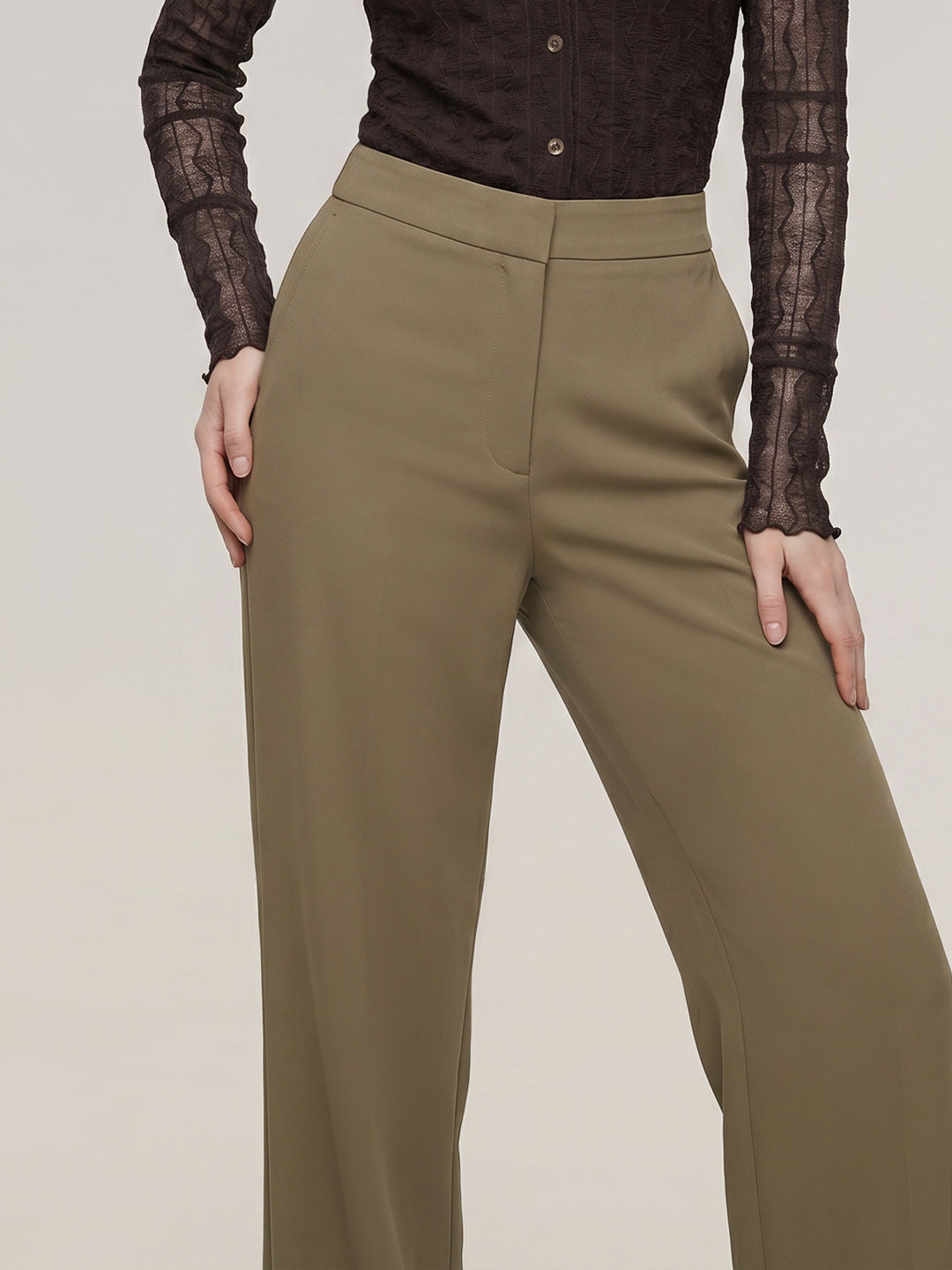 Olive Green High Rise Pants