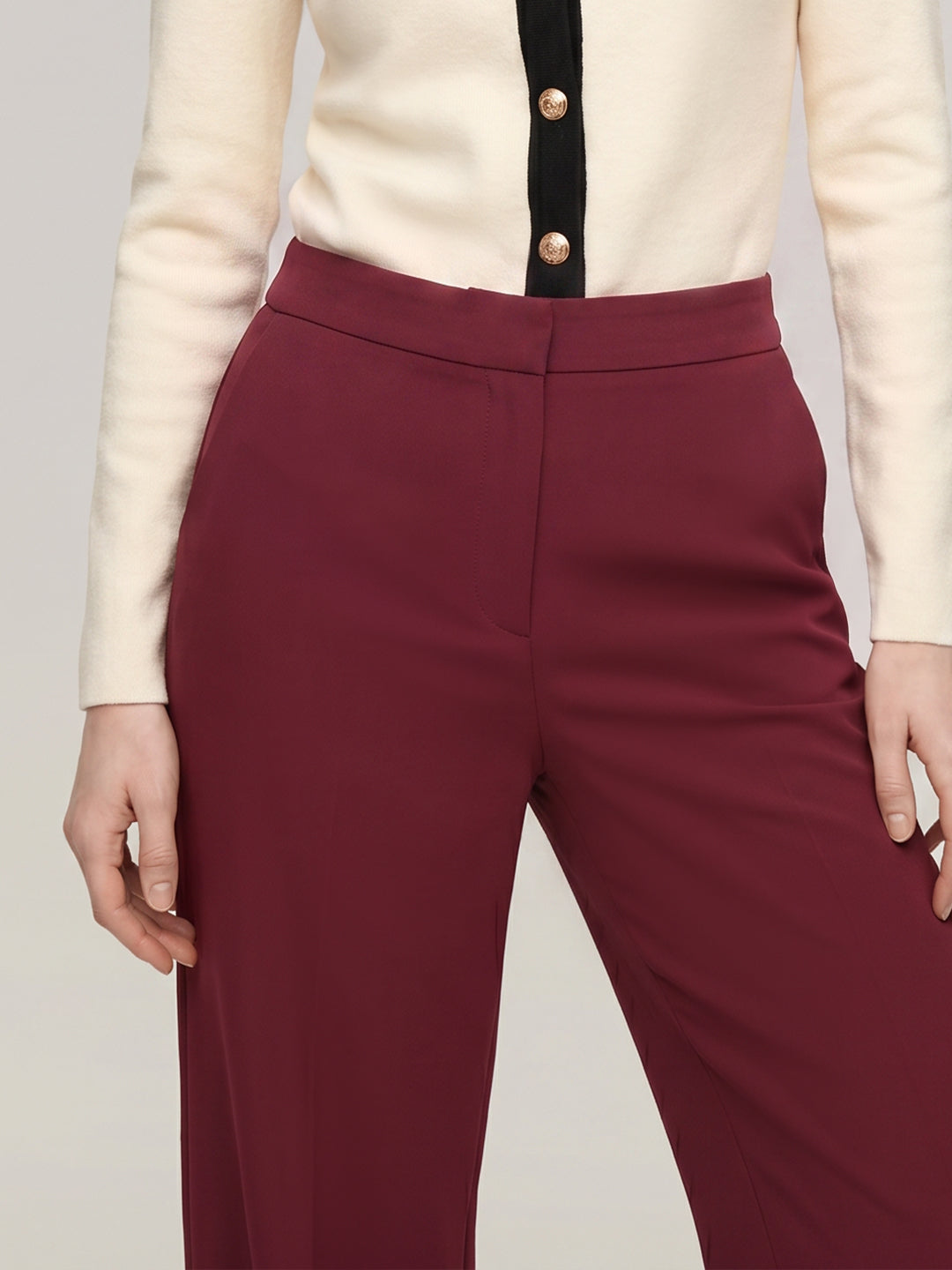 Burgundy High Rise Pants