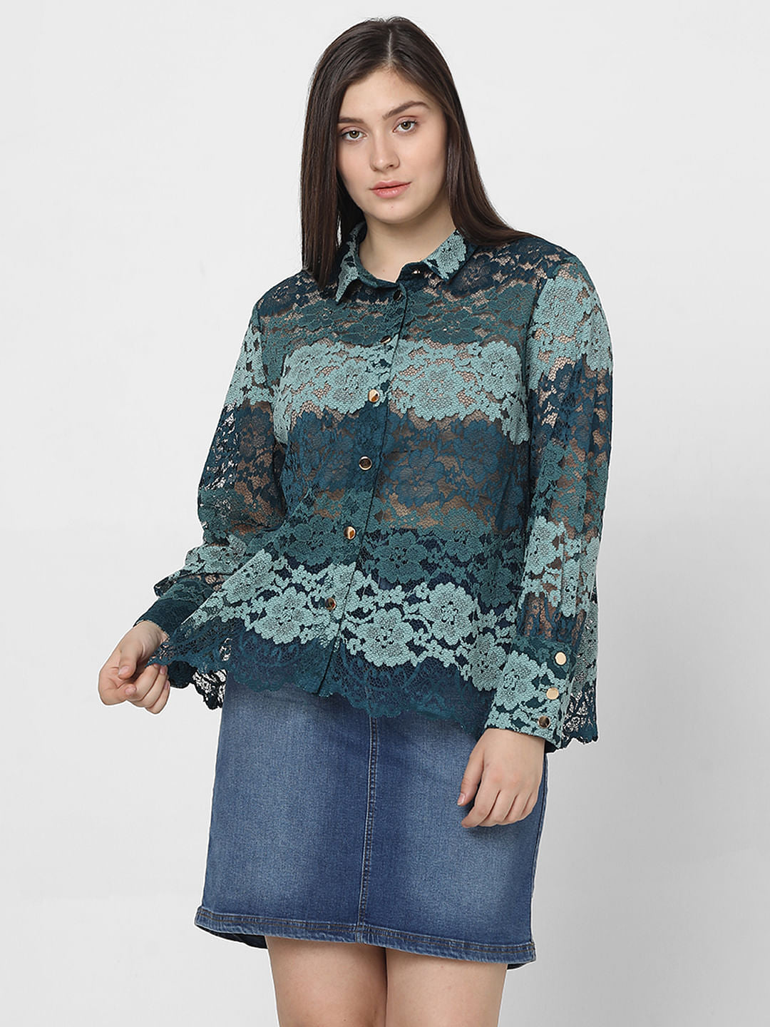 Curve Green Lace Shirt