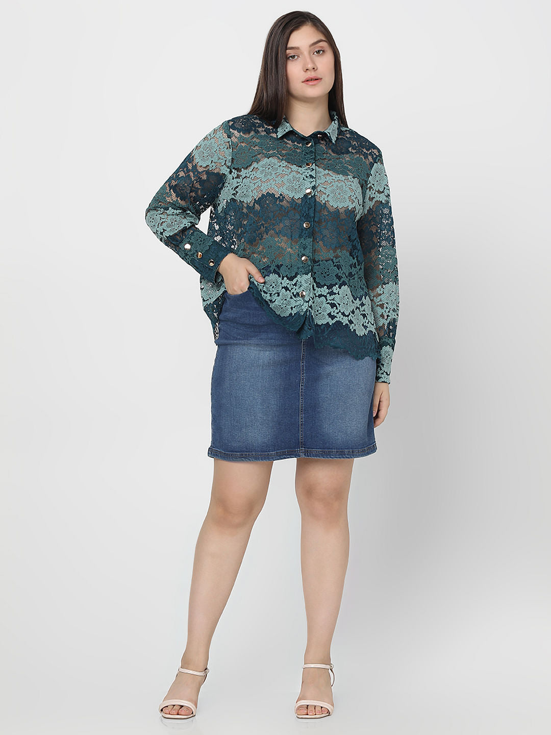 Curve Green Lace Shirt