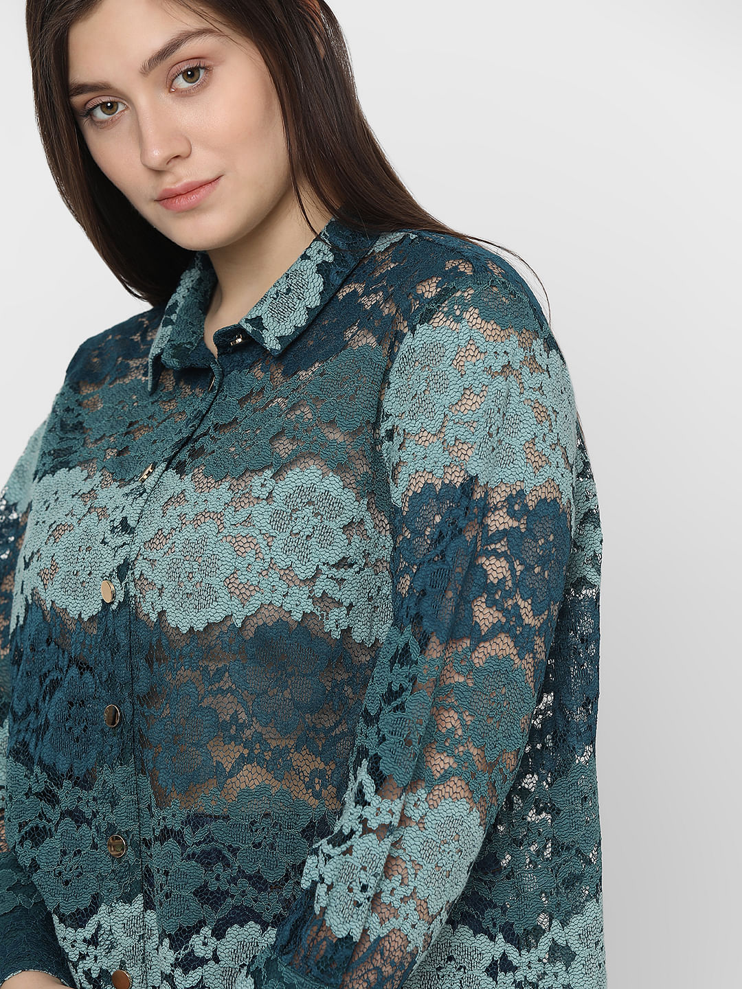 Curve Green Lace Shirt