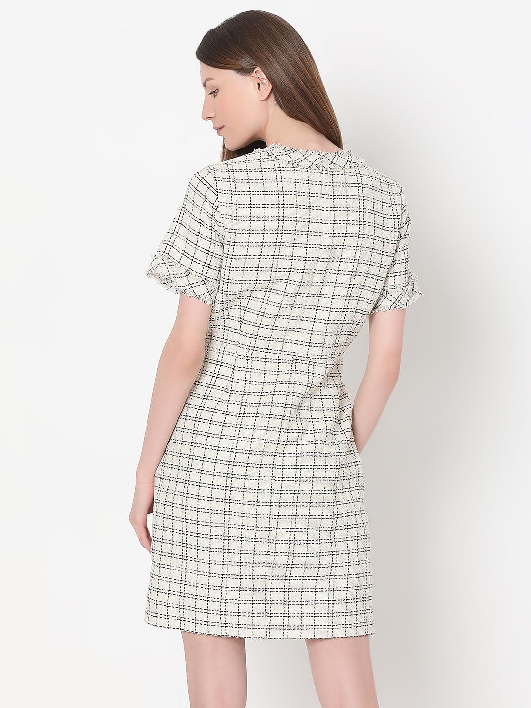Off-White Tweed Shift Dress