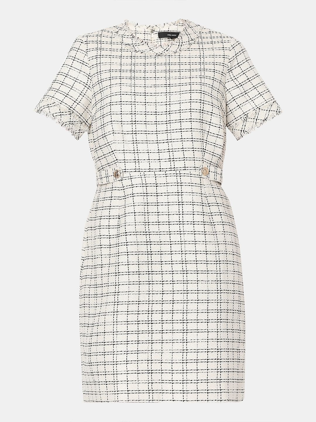 Off-White Tweed Shift Dress