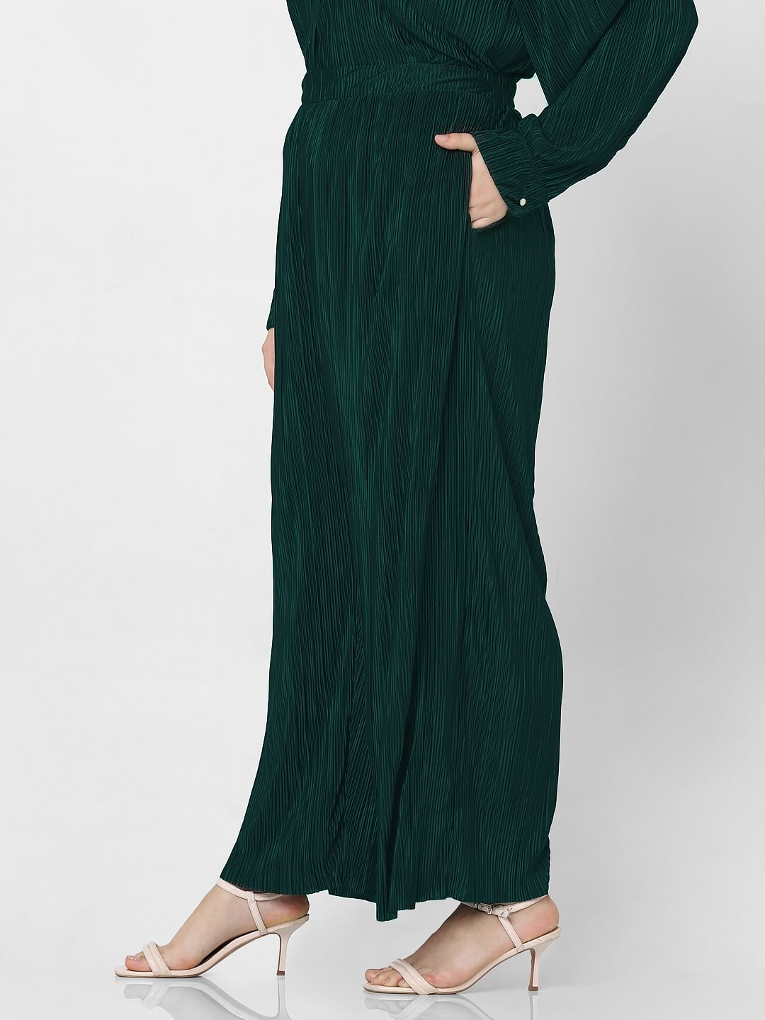Curve Dark Green High Rise Co-Ord Set Pants