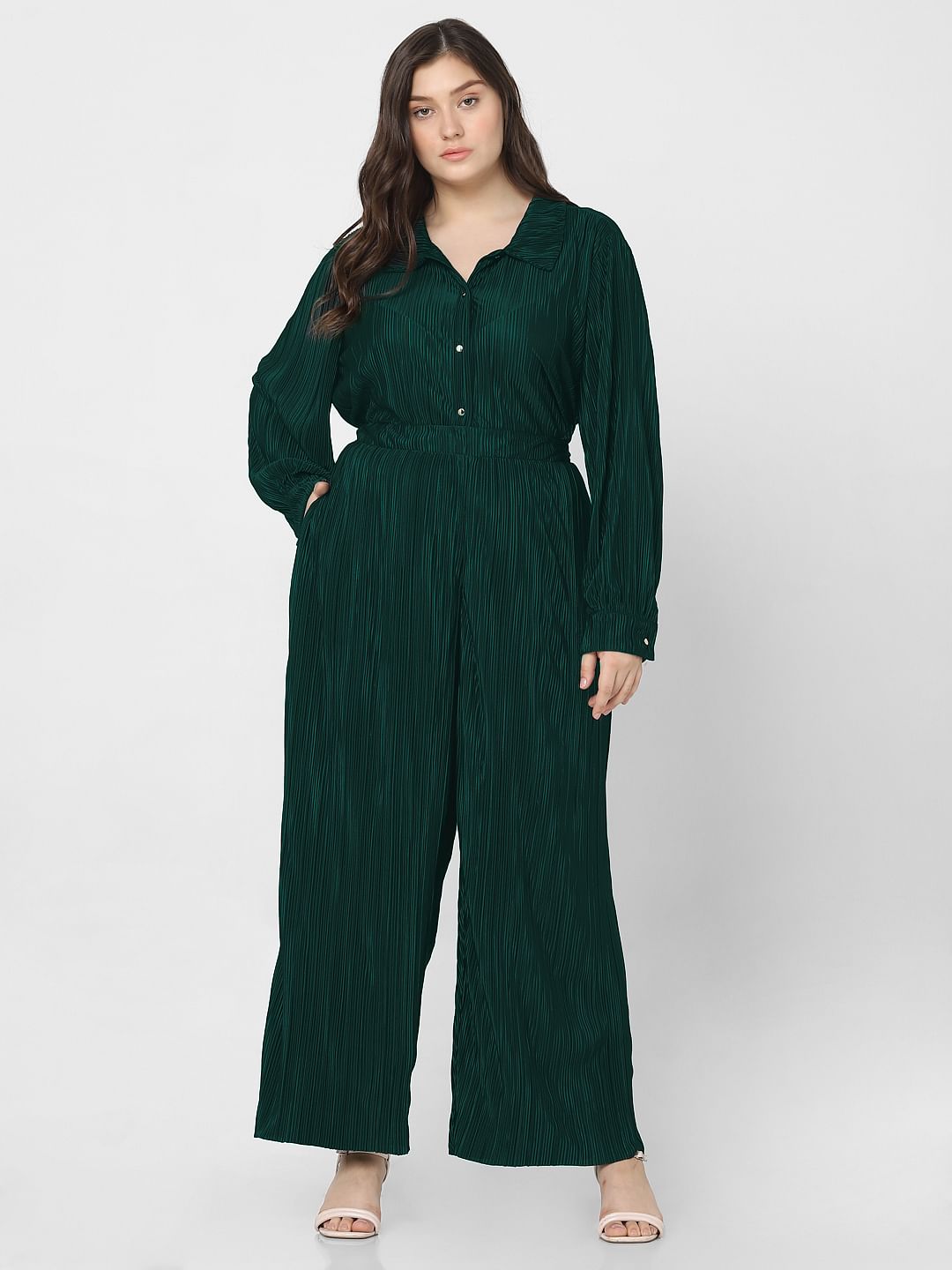 Curve Dark Green High Rise Co-Ord Set Pants
