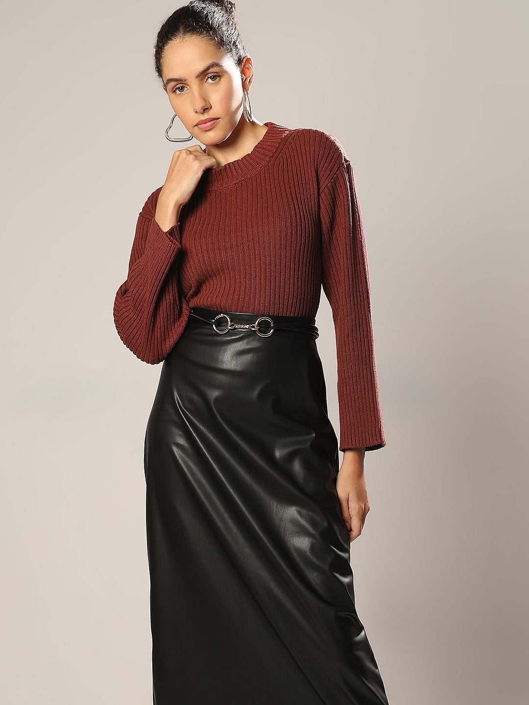 Brick Red Knitted Pullover