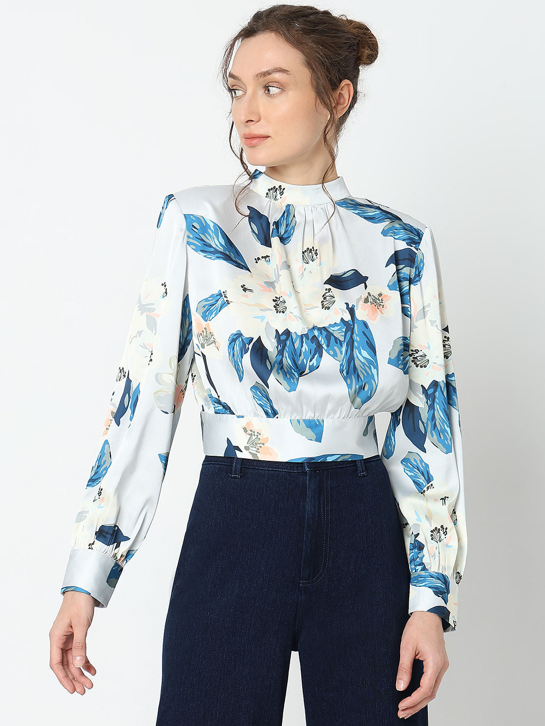 Blue Floral Print Top