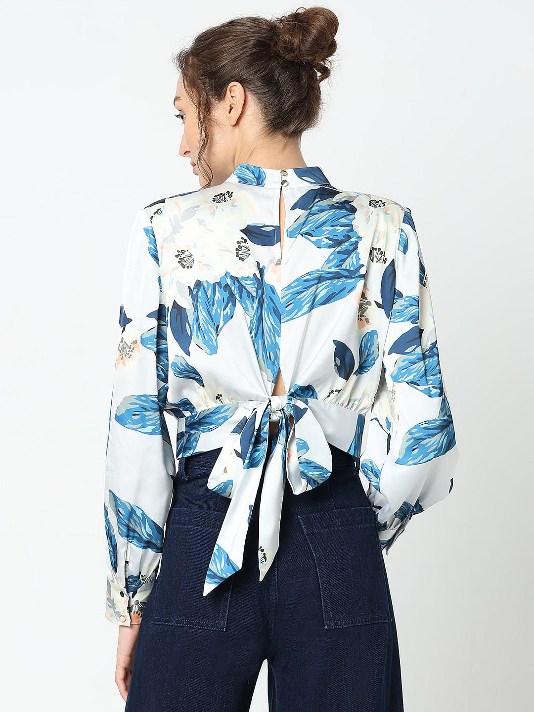 Blue Floral Print Top