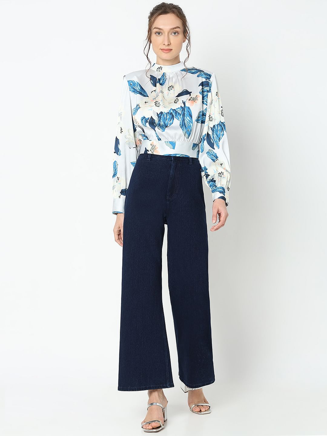 Blue Floral Print Top