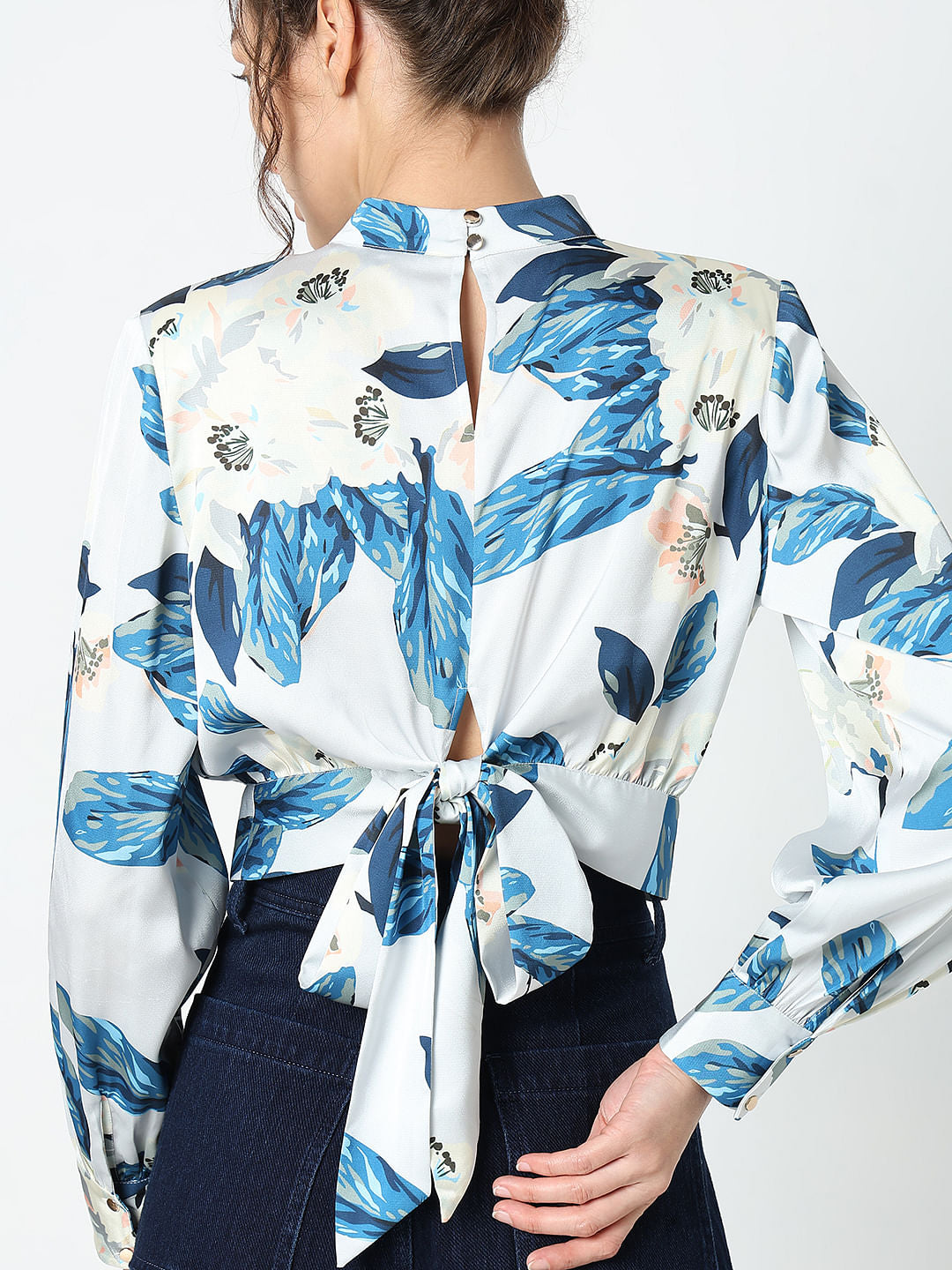 Blue Floral Print Top