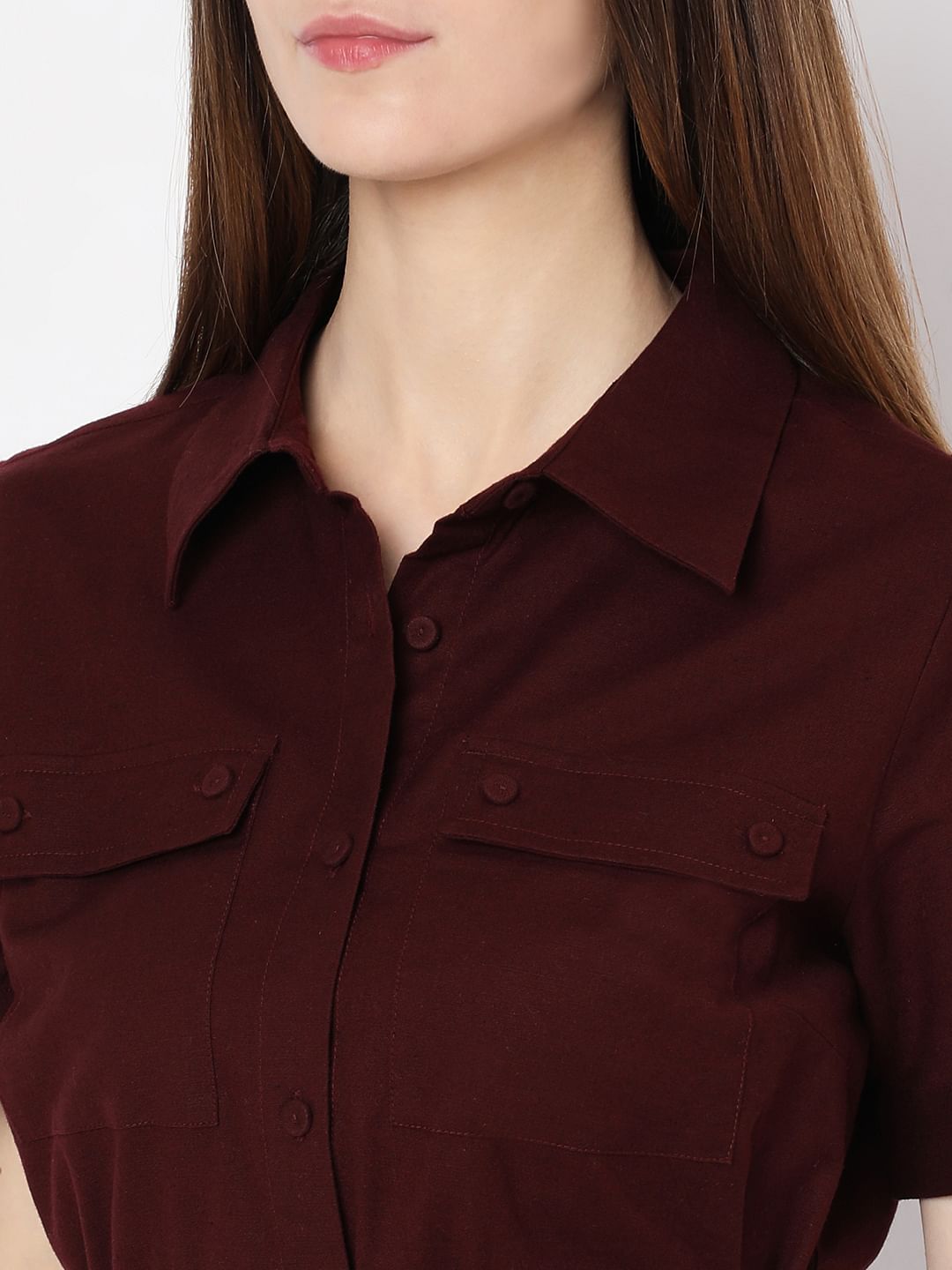 Dark Brown Cotton Shirt Dress