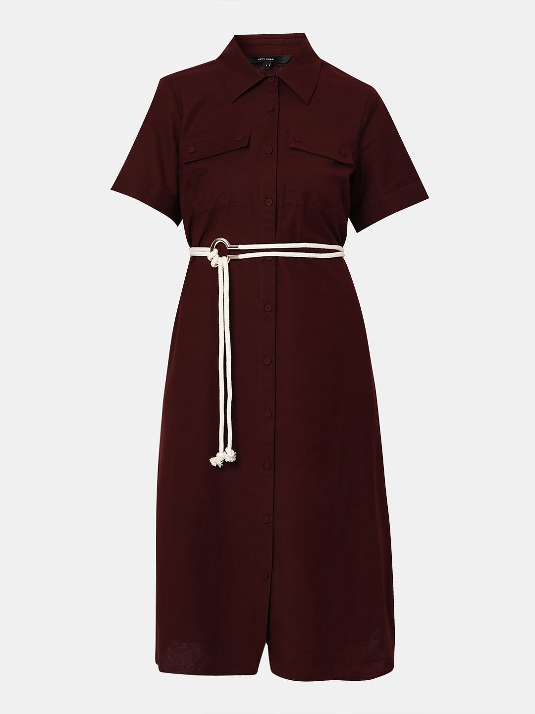 Dark Brown Cotton Shirt Dress