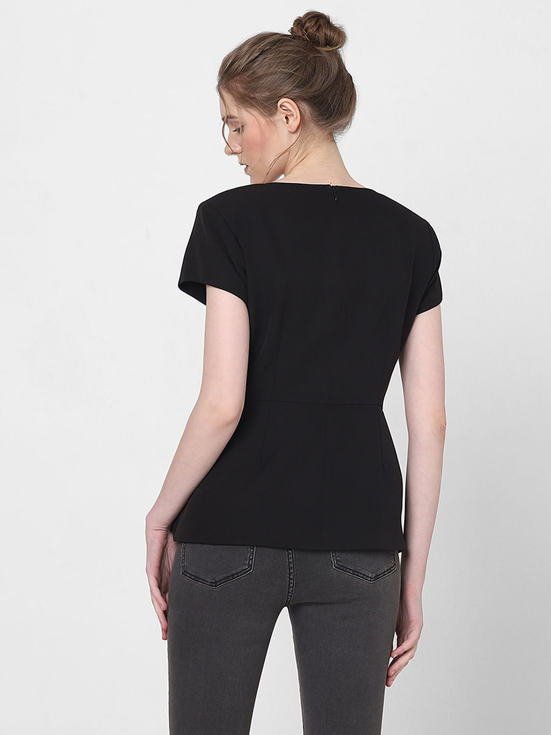 Black Peplum Fit Top