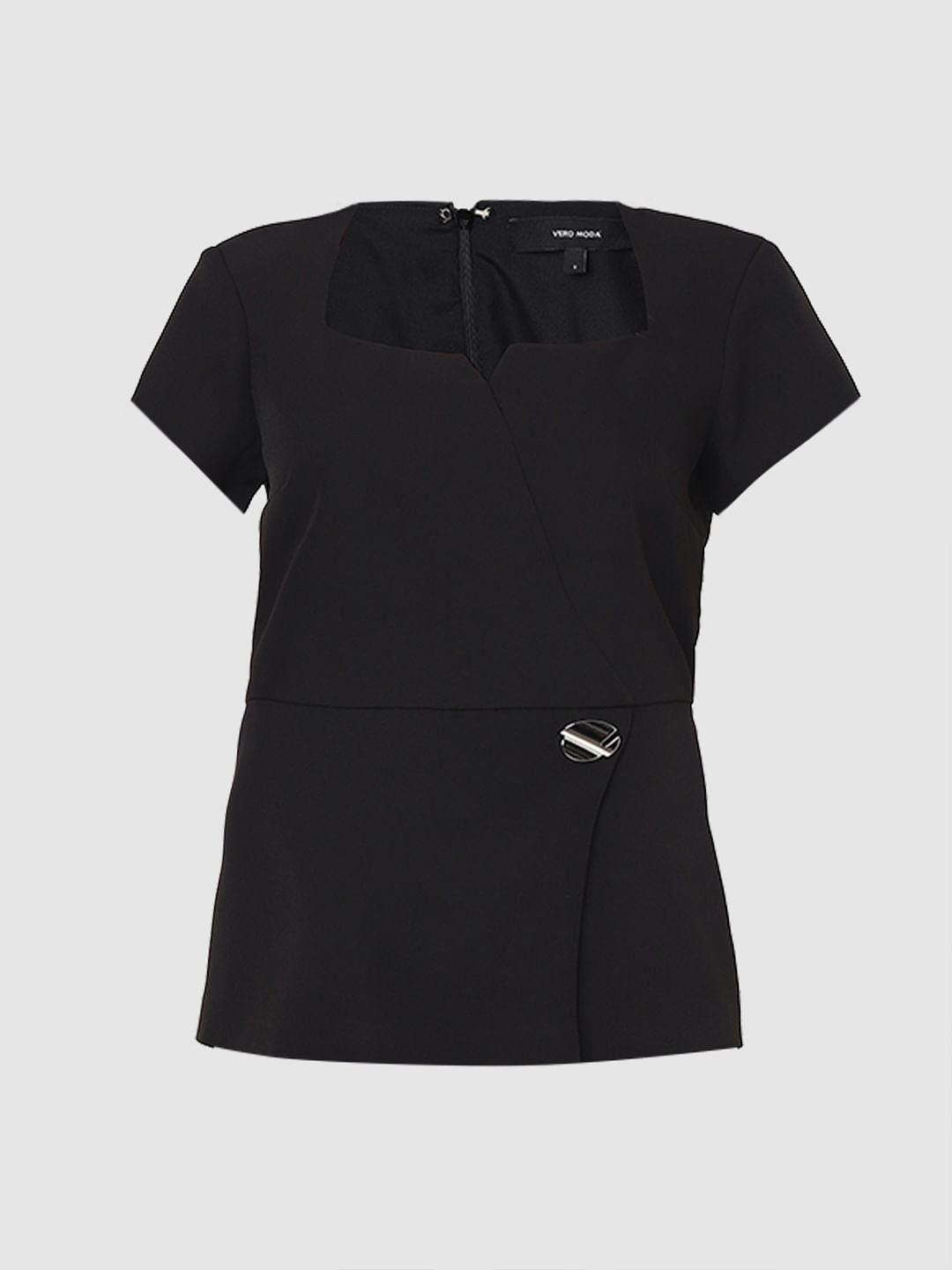 Black Peplum Fit Top