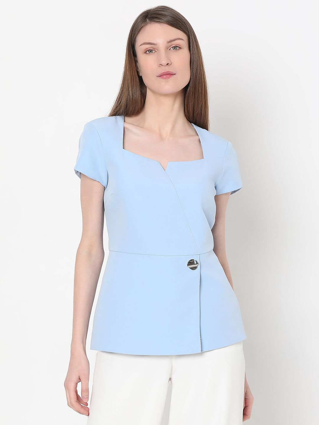Blue Peplum Top