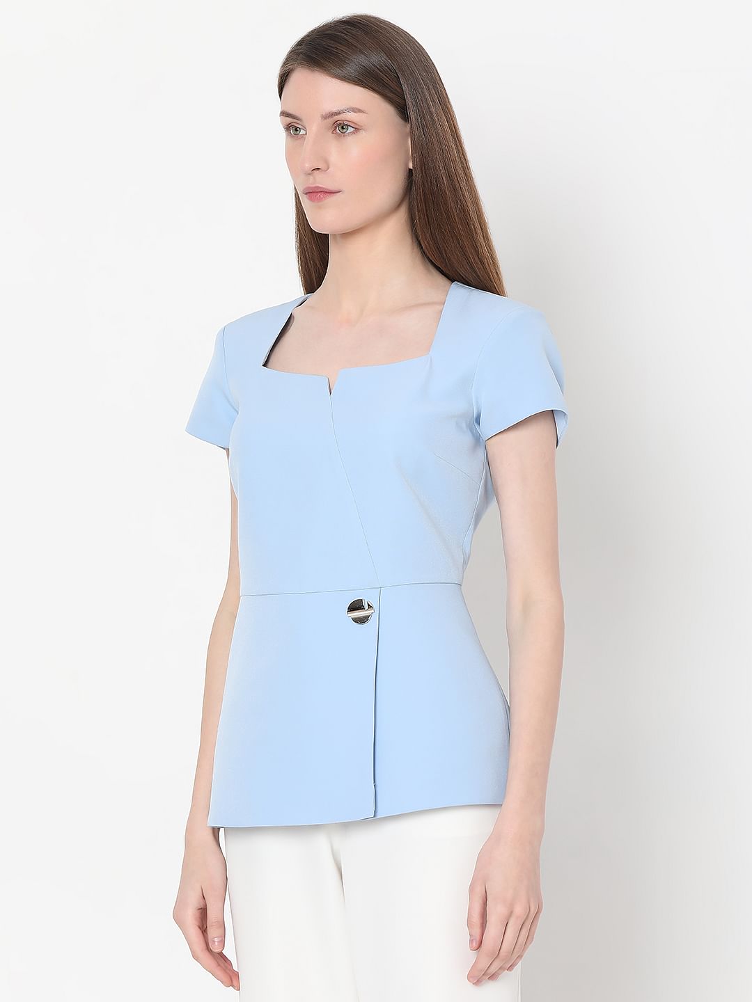 Blue Peplum Top