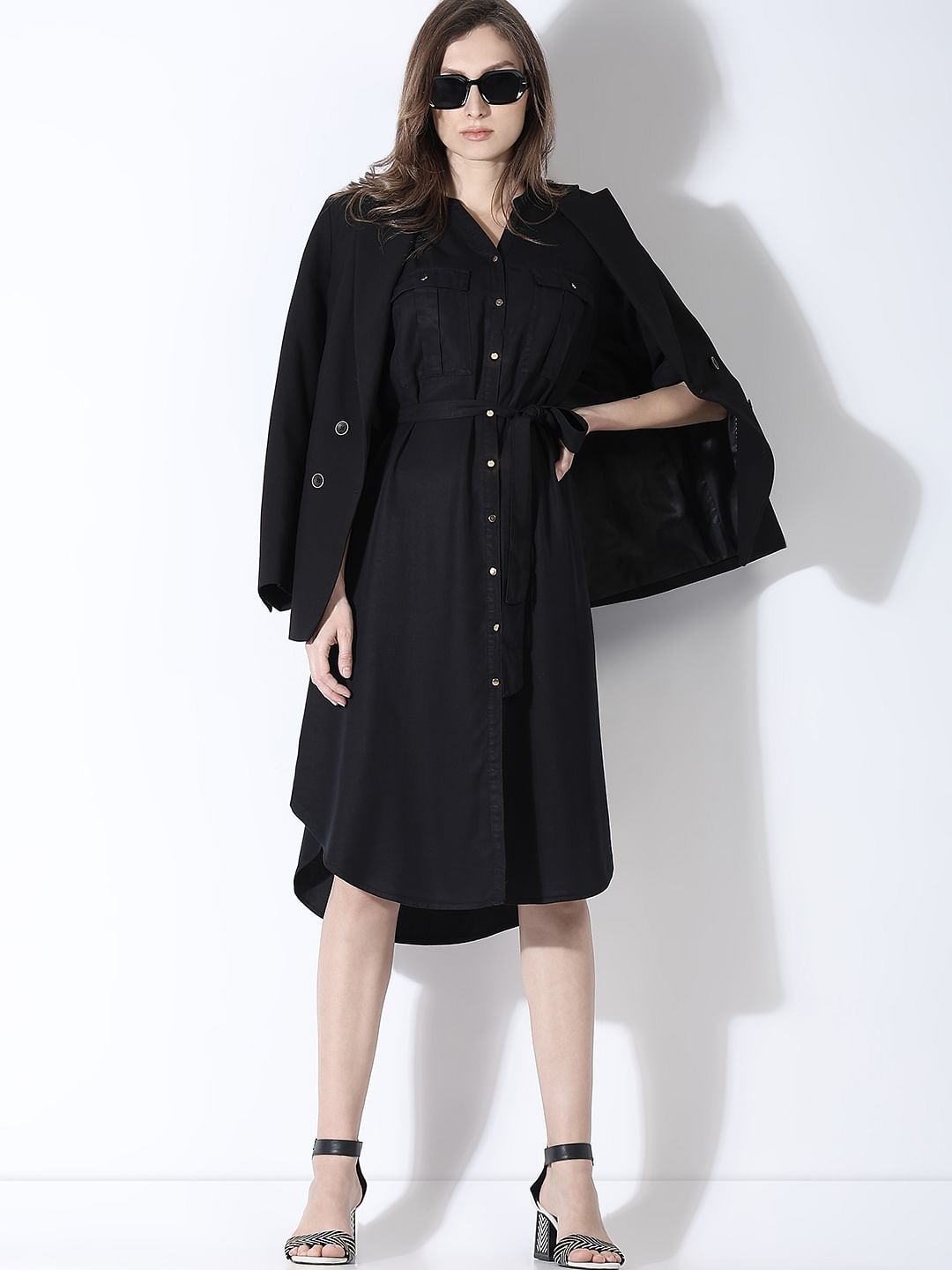 Black Utility Shirt Dress