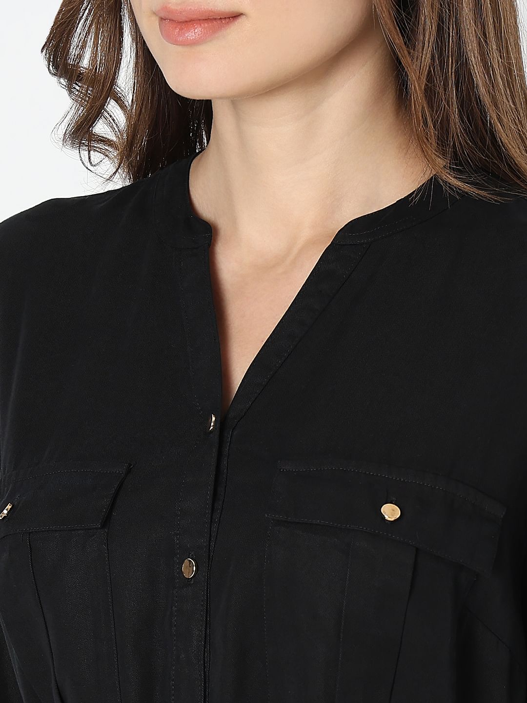 Black Utility Shirt Dress