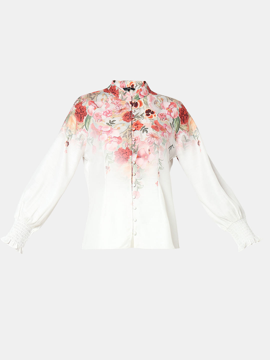 White Floral Print Top