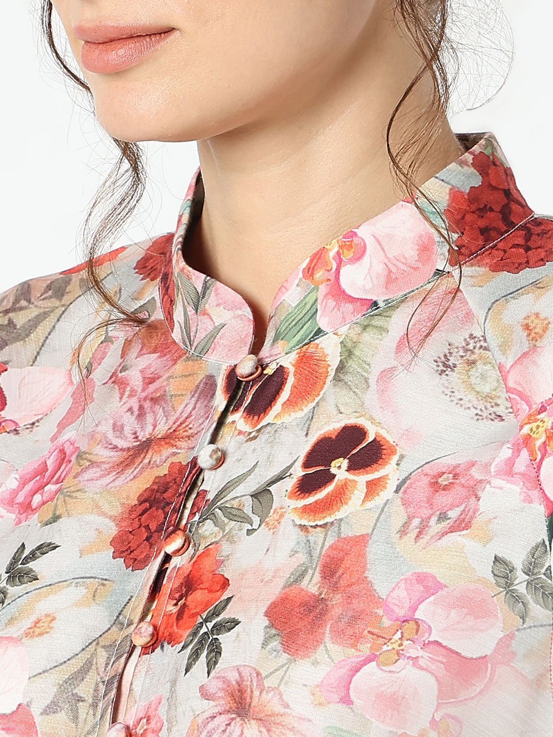 White Floral Print Top