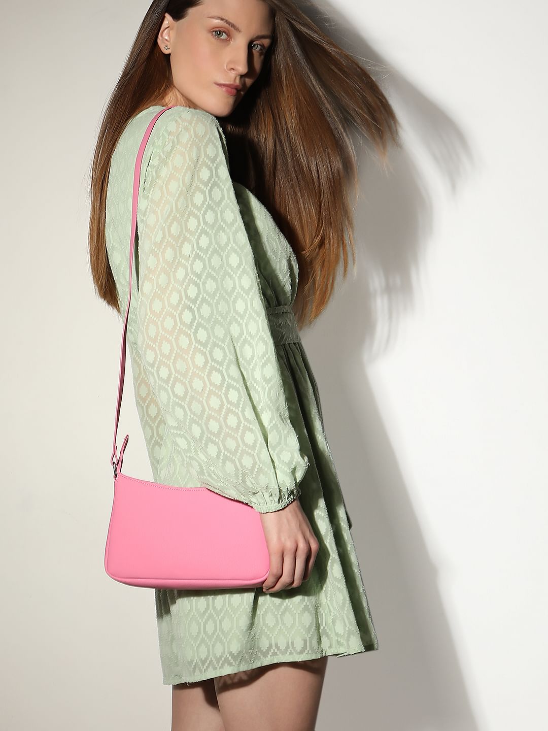 Pink Textured Sling Bag