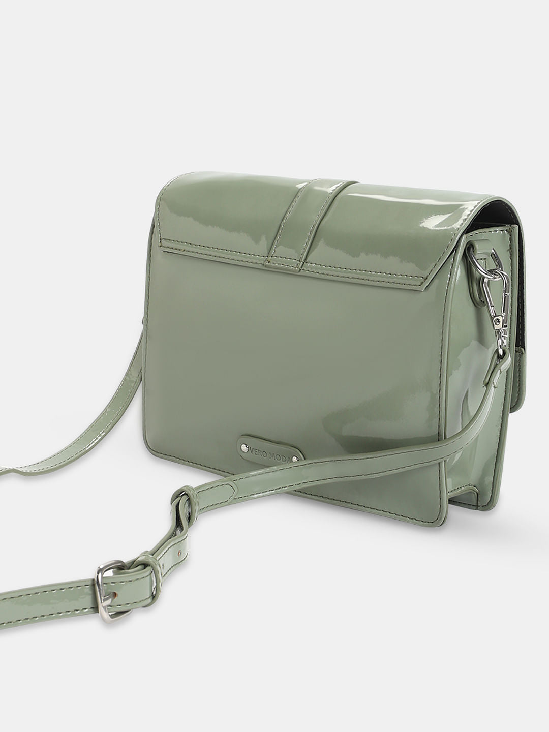 Green Glossy Finish Sling Bag