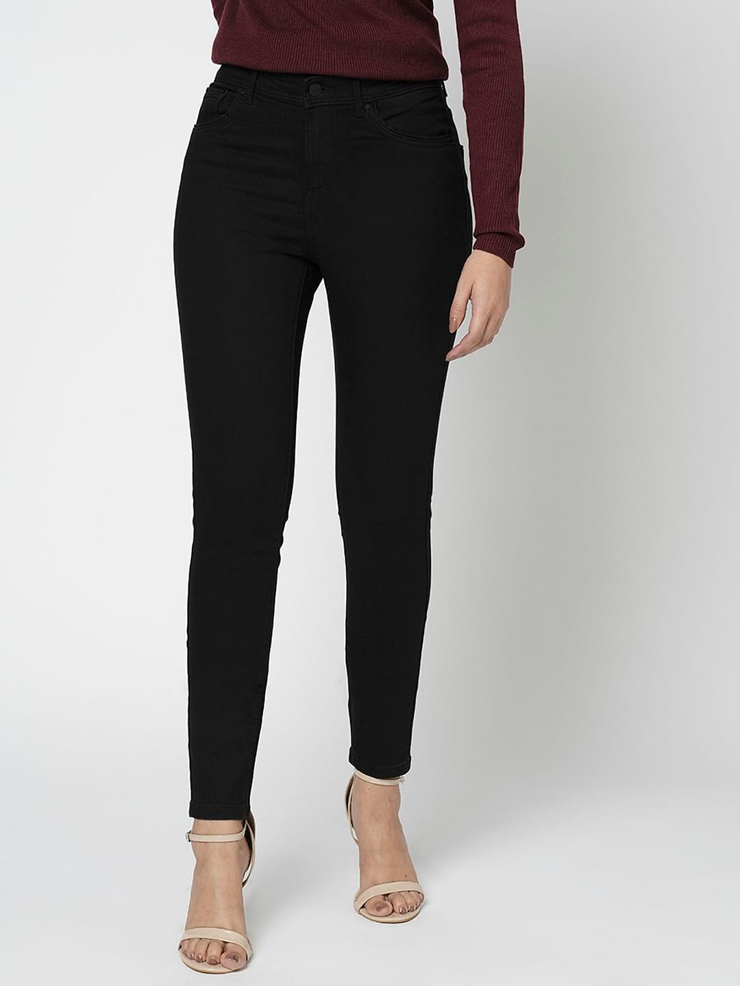 I.Scenery By Vero Moda Black Mid Rise Wendy Skinny Fit Jeans