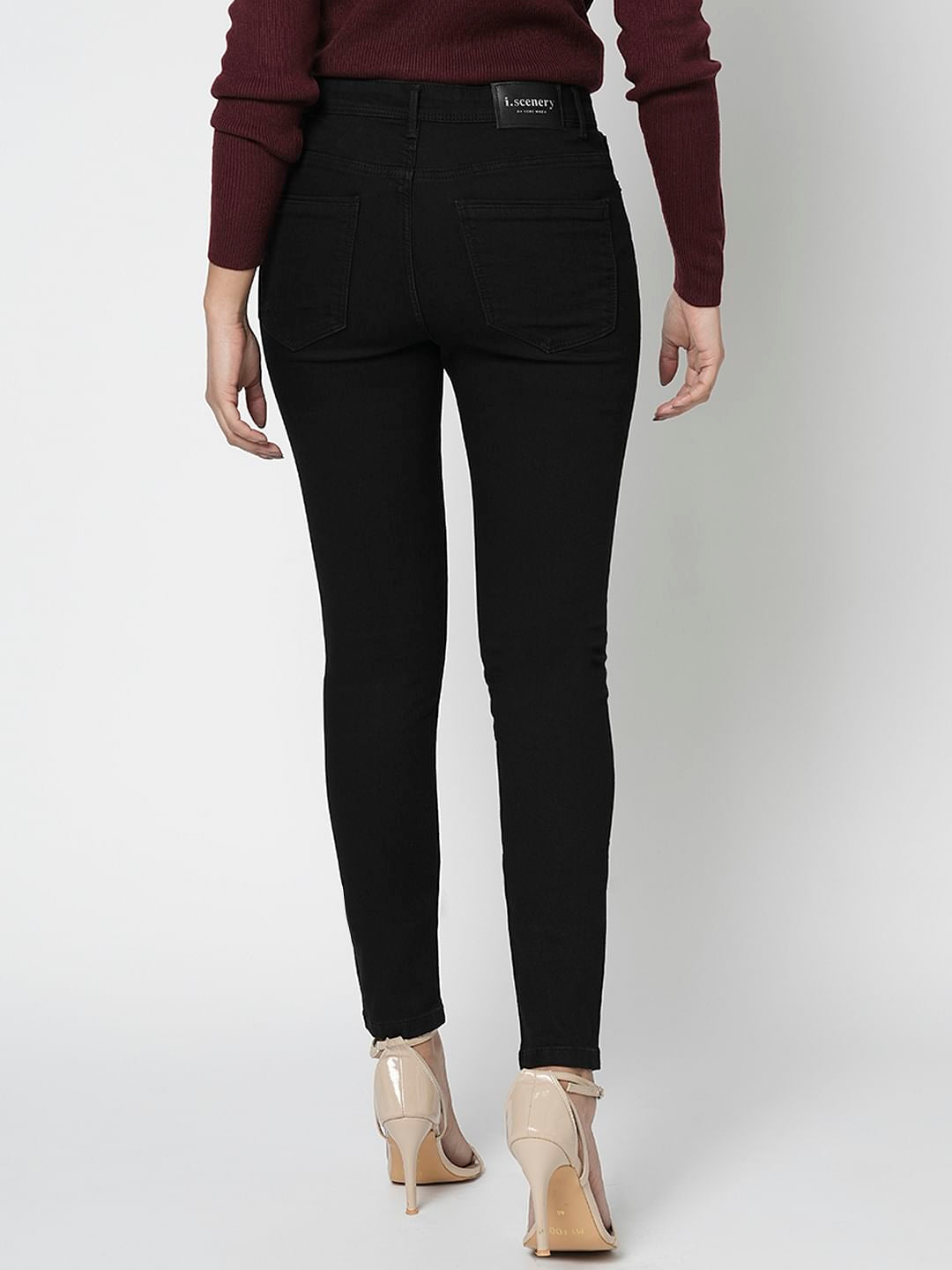 I.Scenery By Vero Moda Black Mid Rise Wendy Skinny Fit Jeans