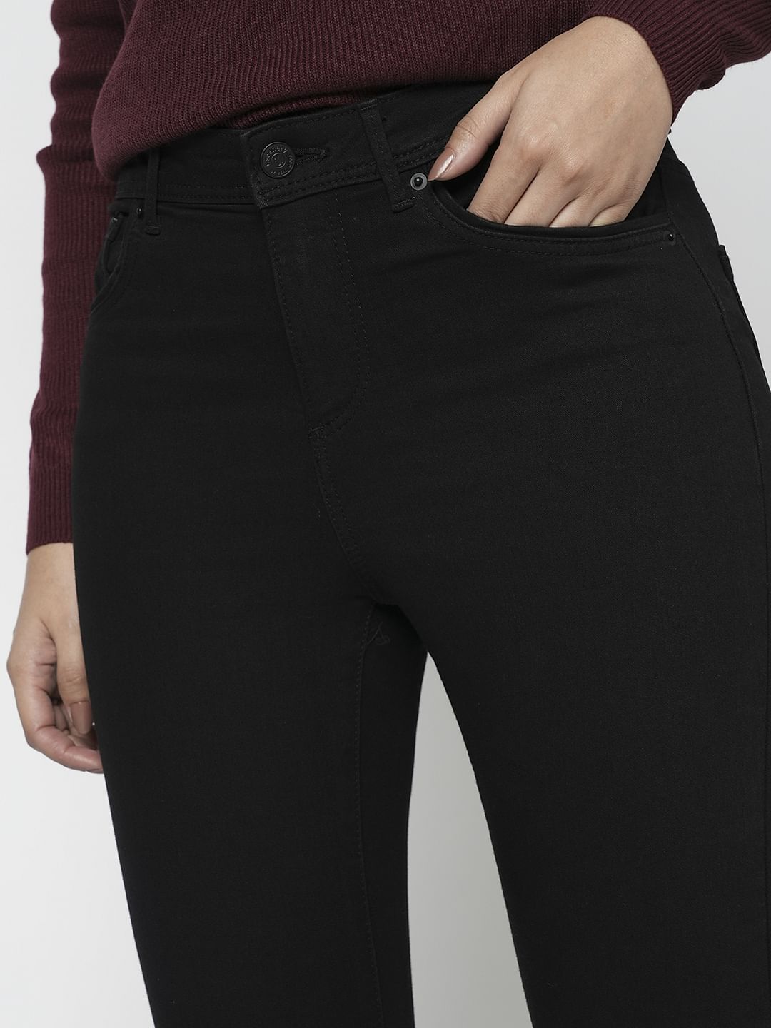 I.Scenery By Vero Moda Black Mid Rise Wendy Skinny Fit Jeans