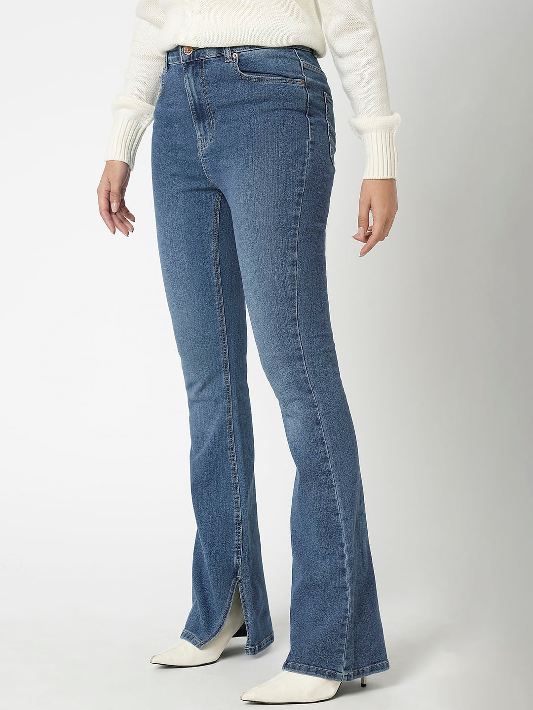 I.Scenery By Vero Moda Blue Mid Rise Bootcut Jeans
