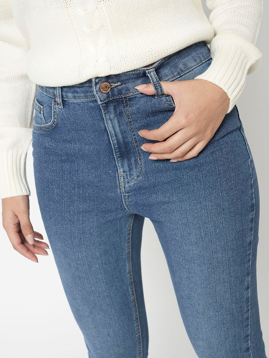 I.Scenery By Vero Moda Blue Mid Rise Bootcut Jeans