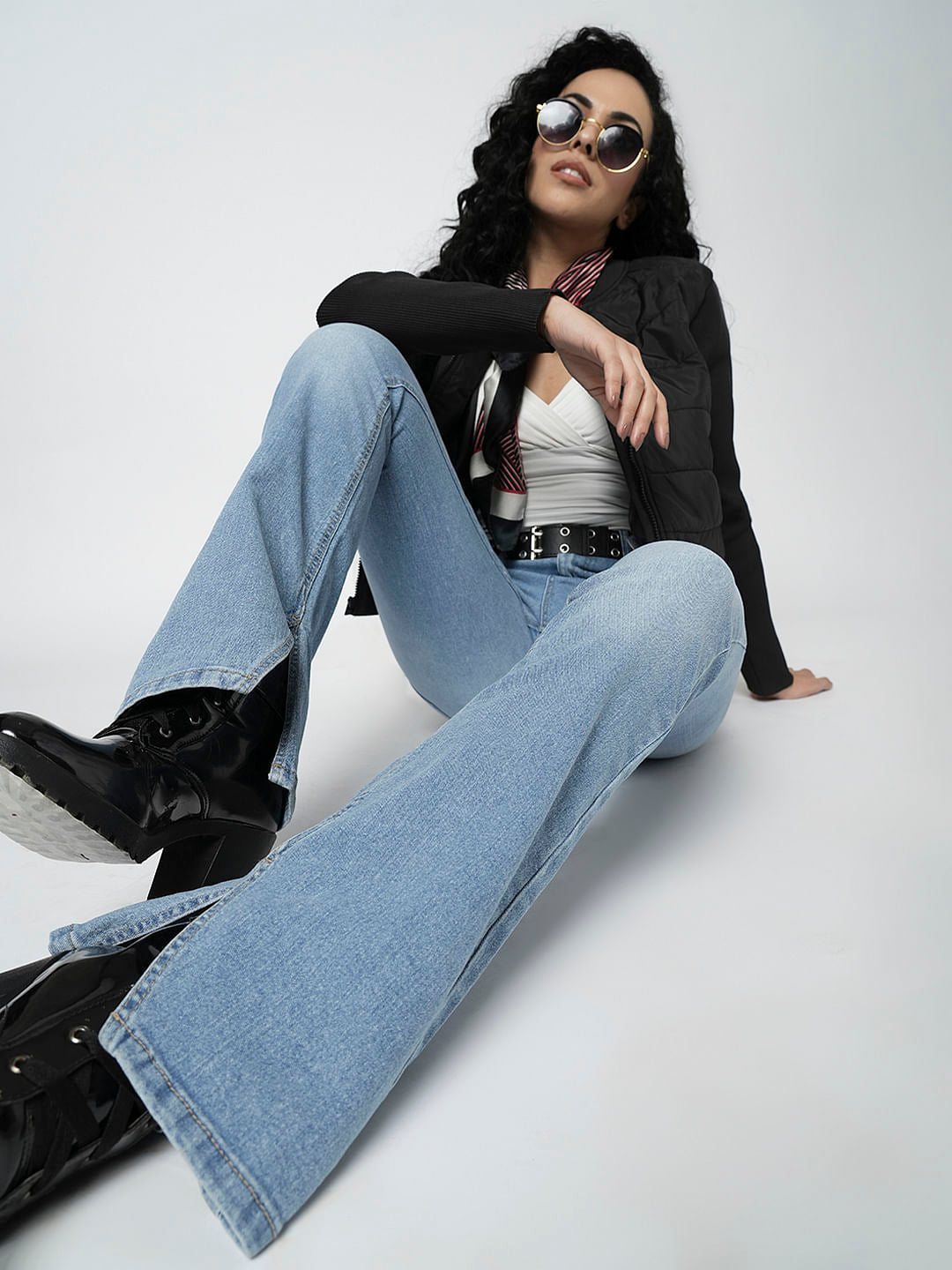 I.Scenery By Vero Moda Light Blue High Rise Petra Bootcut Jeans