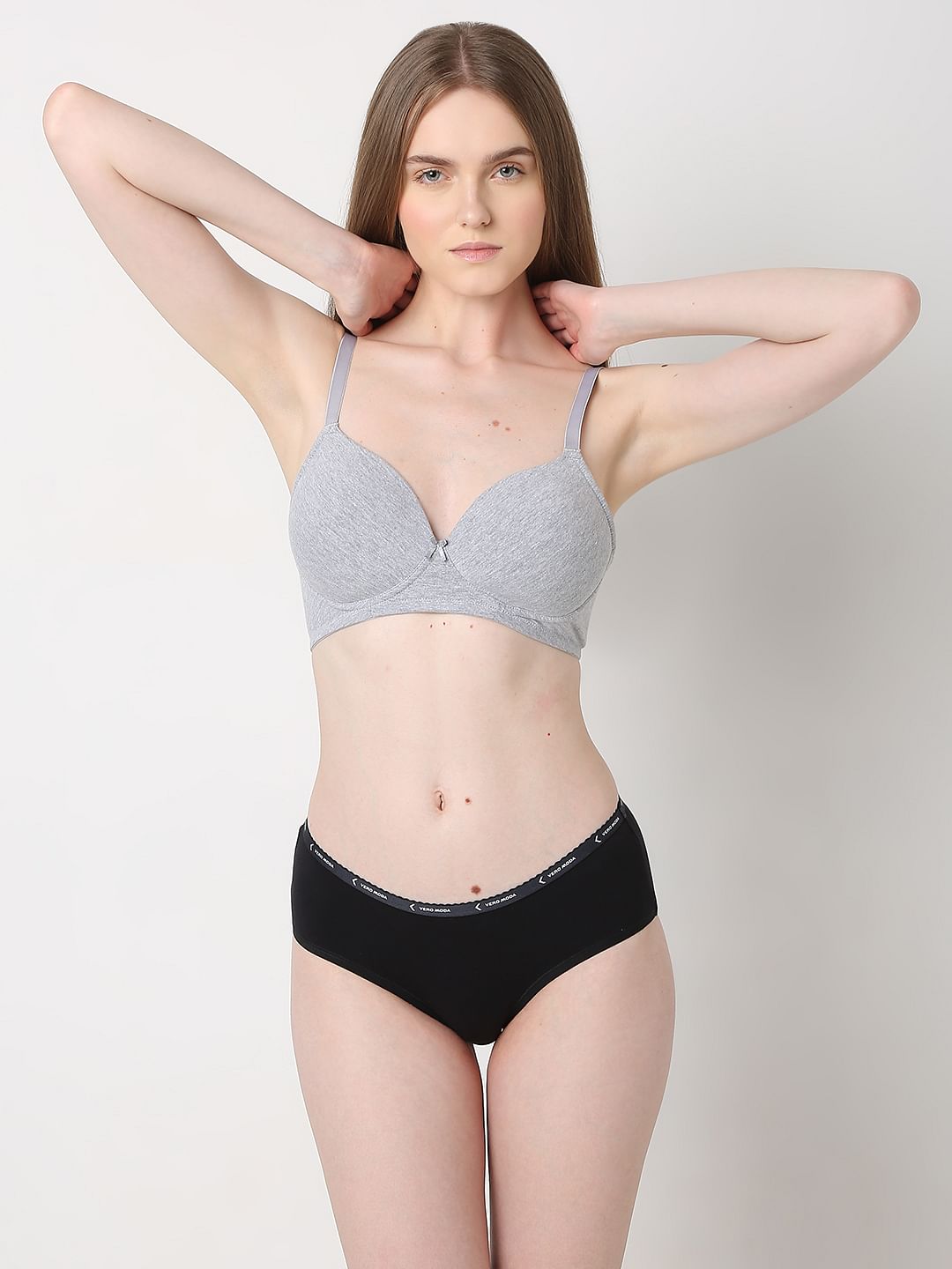 Intimates Grey Full Coverage Padded Non-Wired Bra