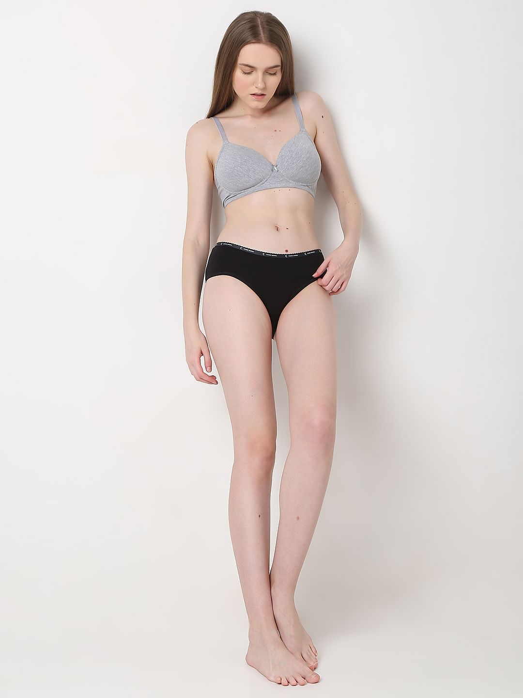 Intimates Grey Full Coverage Padded Non-Wired Bra