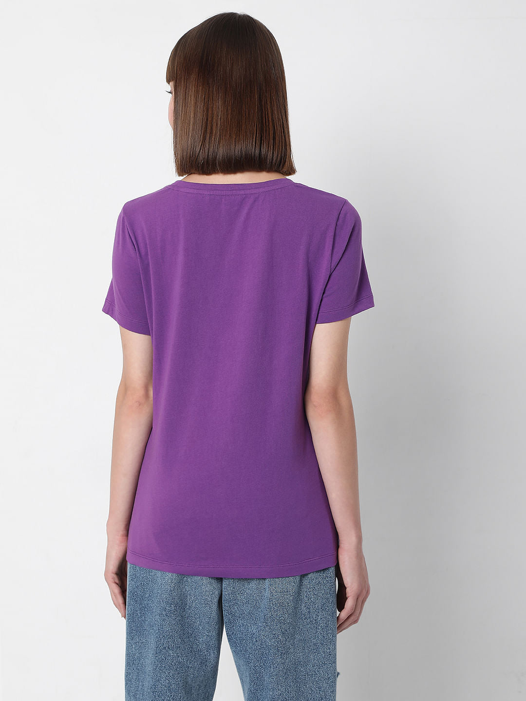 Purple Slogan Print T-Shirt