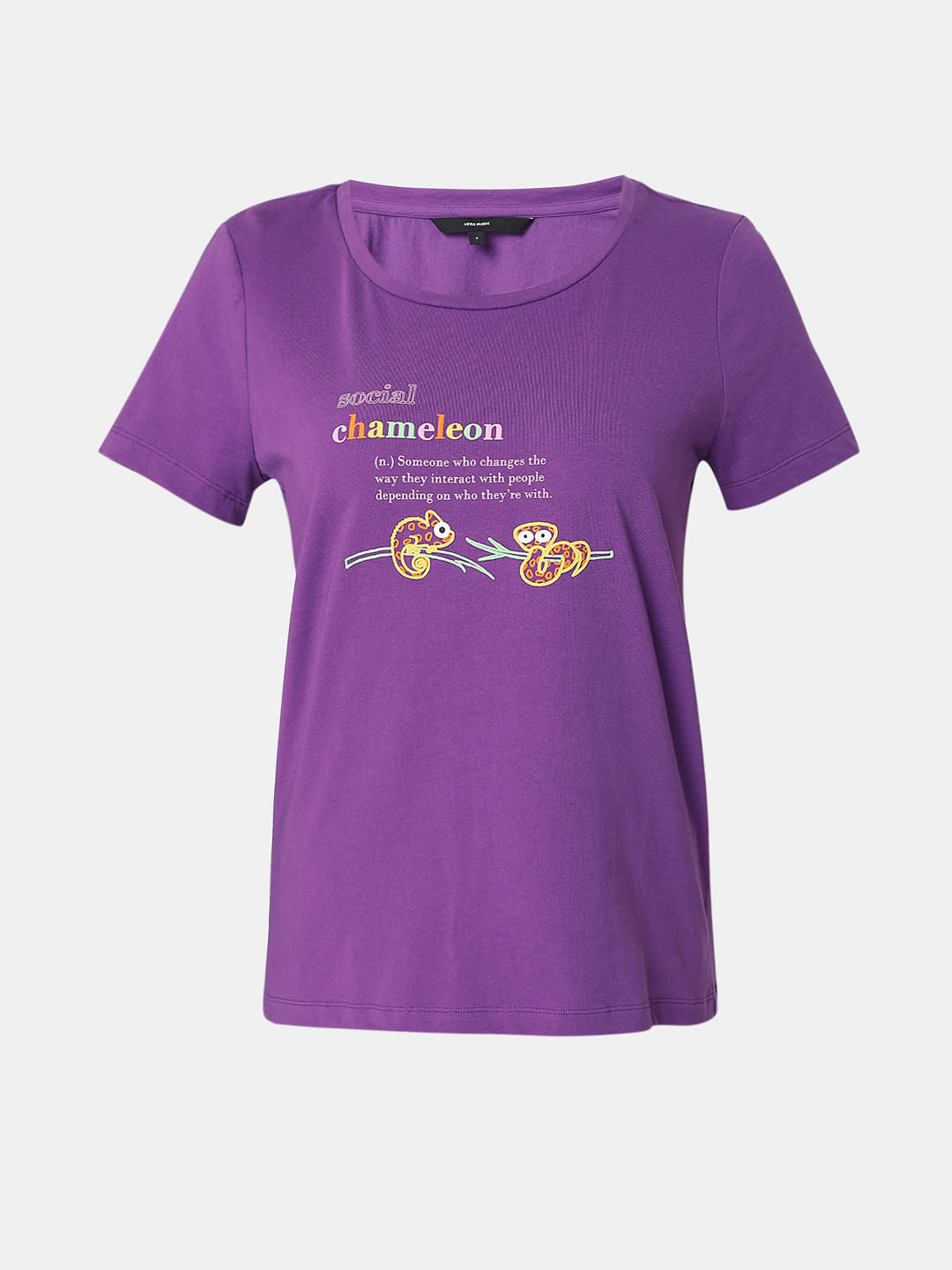 Purple Slogan Print T-Shirt