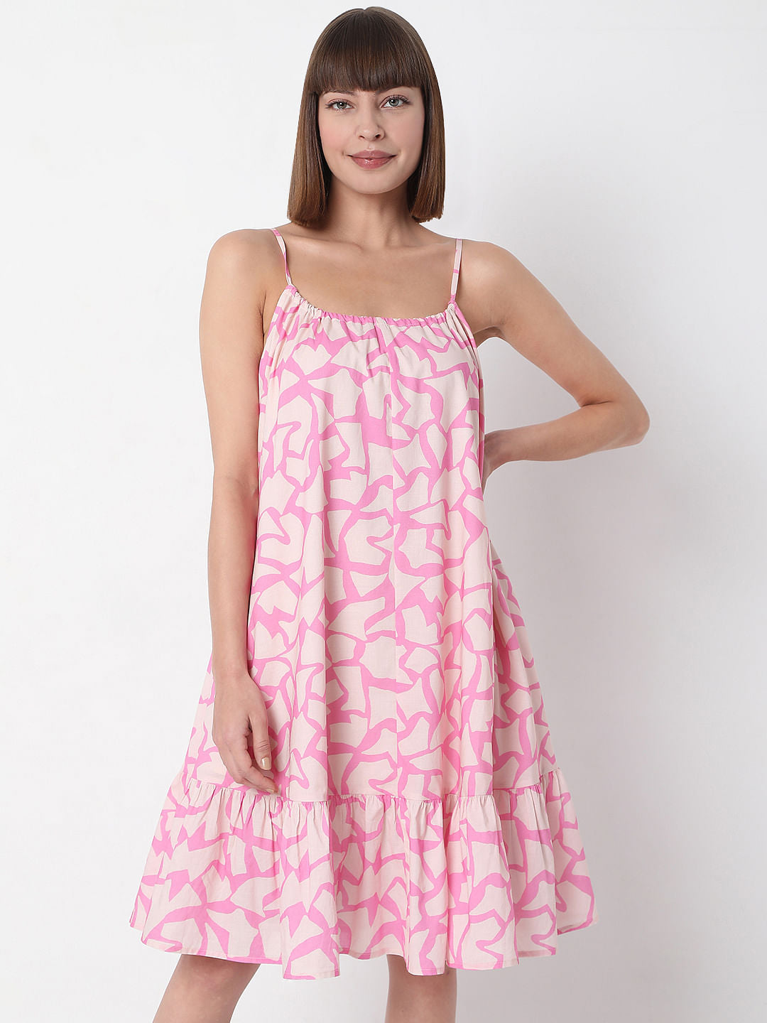 Pink Strappy Shift Drees
