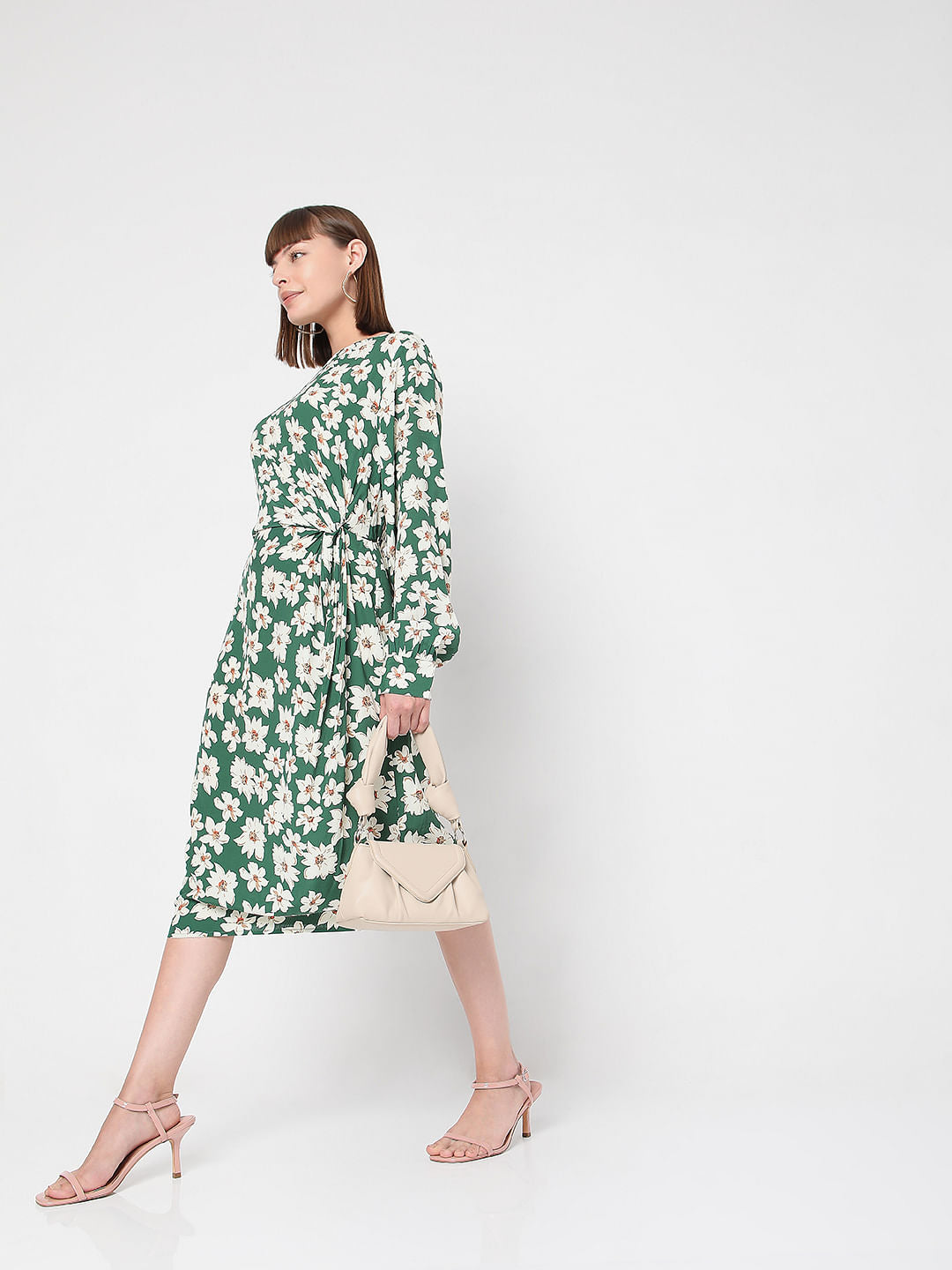 Green Floral Midi Dress