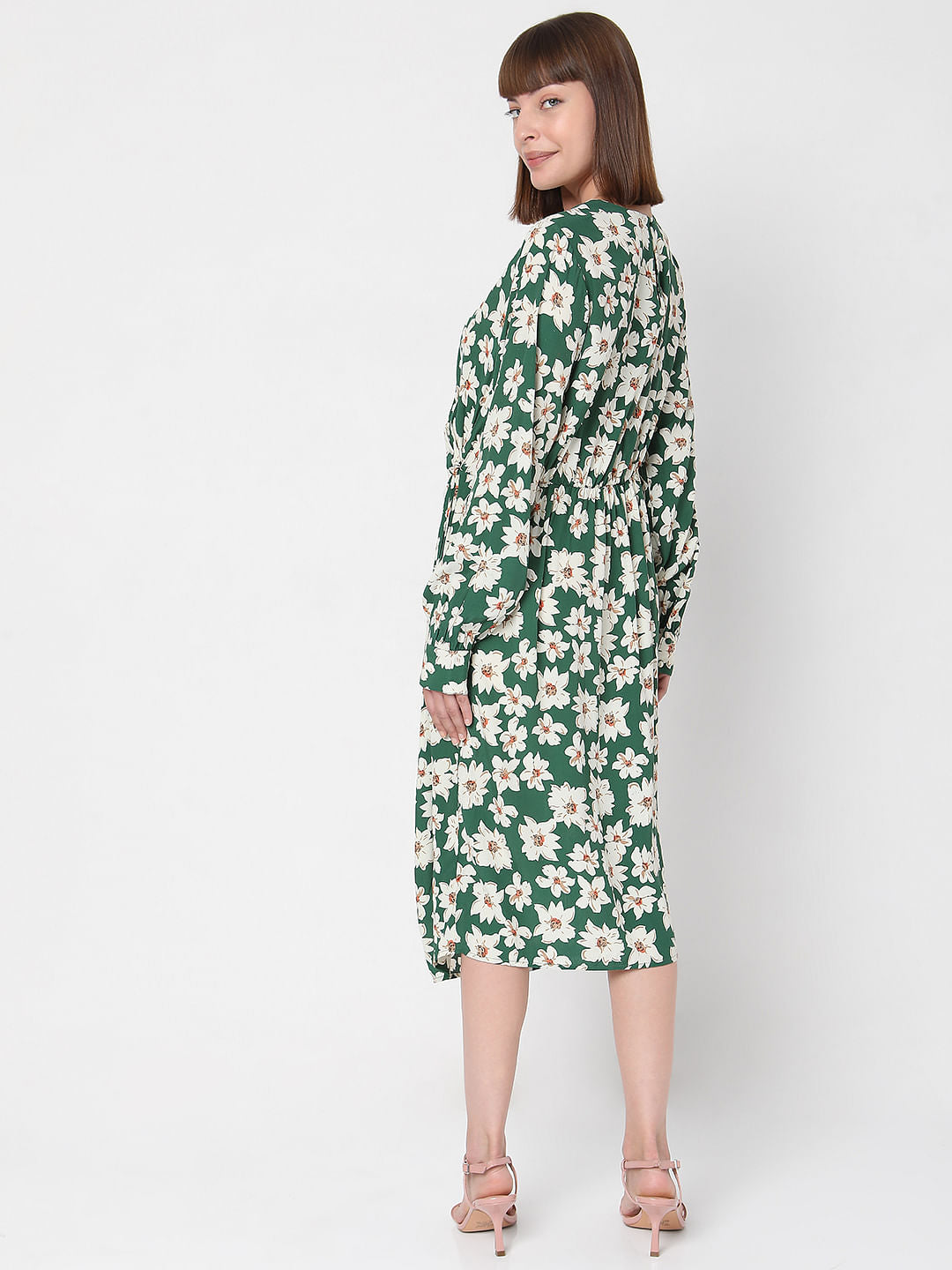 Green Floral Midi Dress