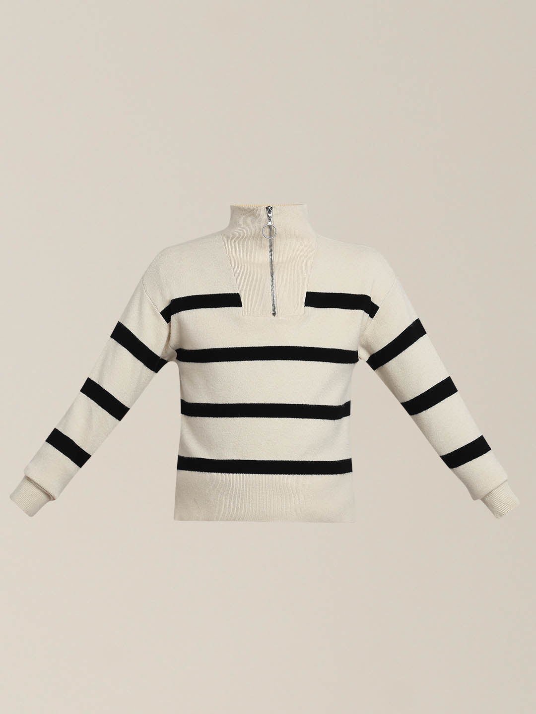 GIRLS Black & White Striped Sweater