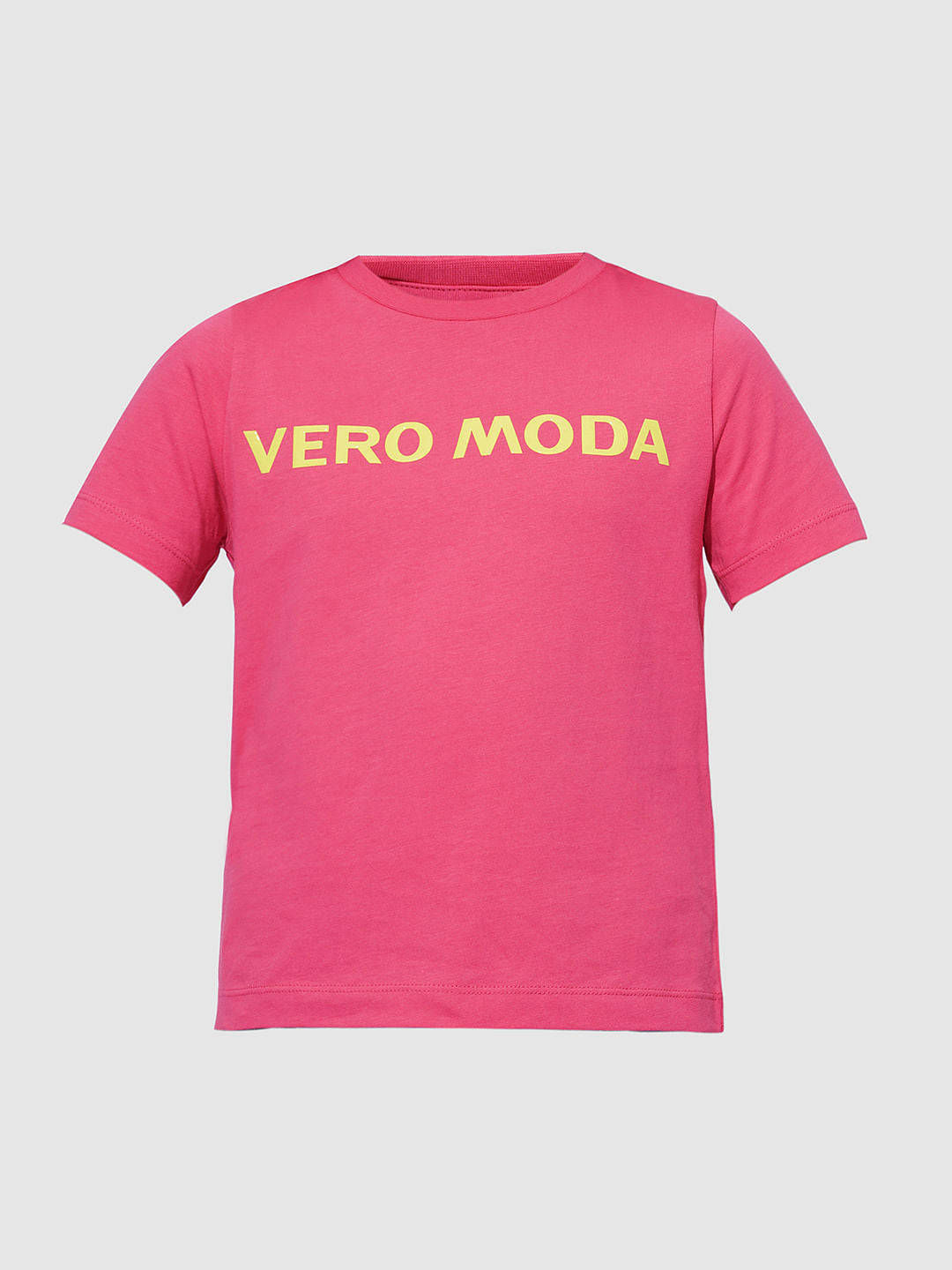 Girls Pink Logo Print Cotton T-Shirt