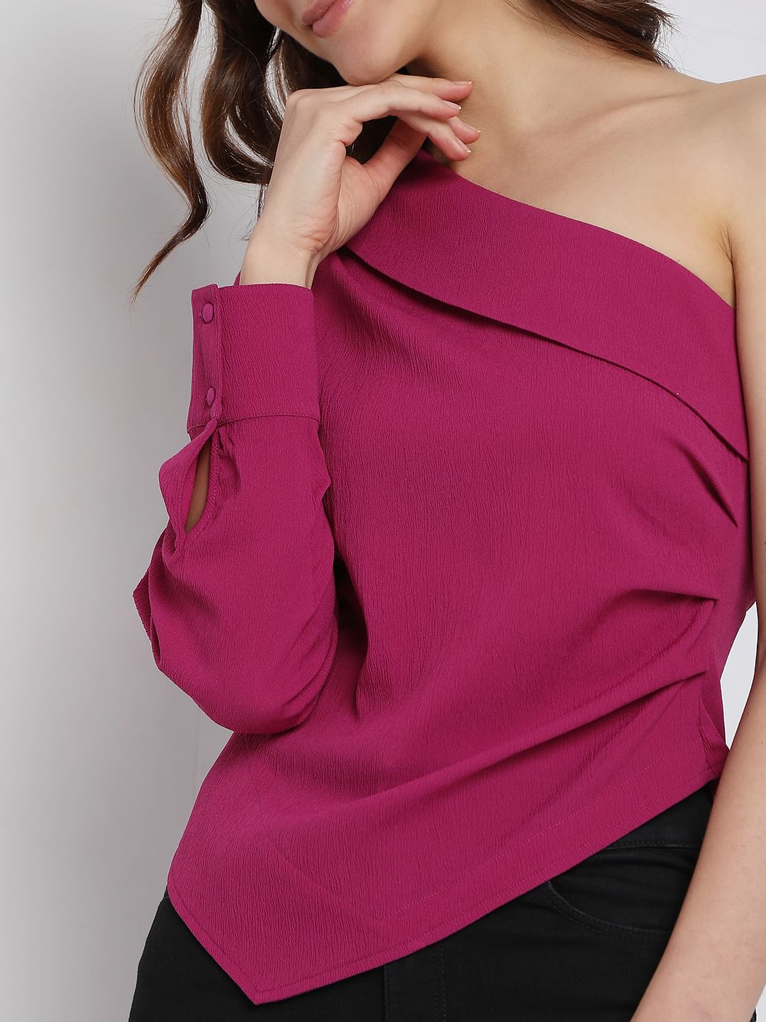 Pink One-Shoulder Top