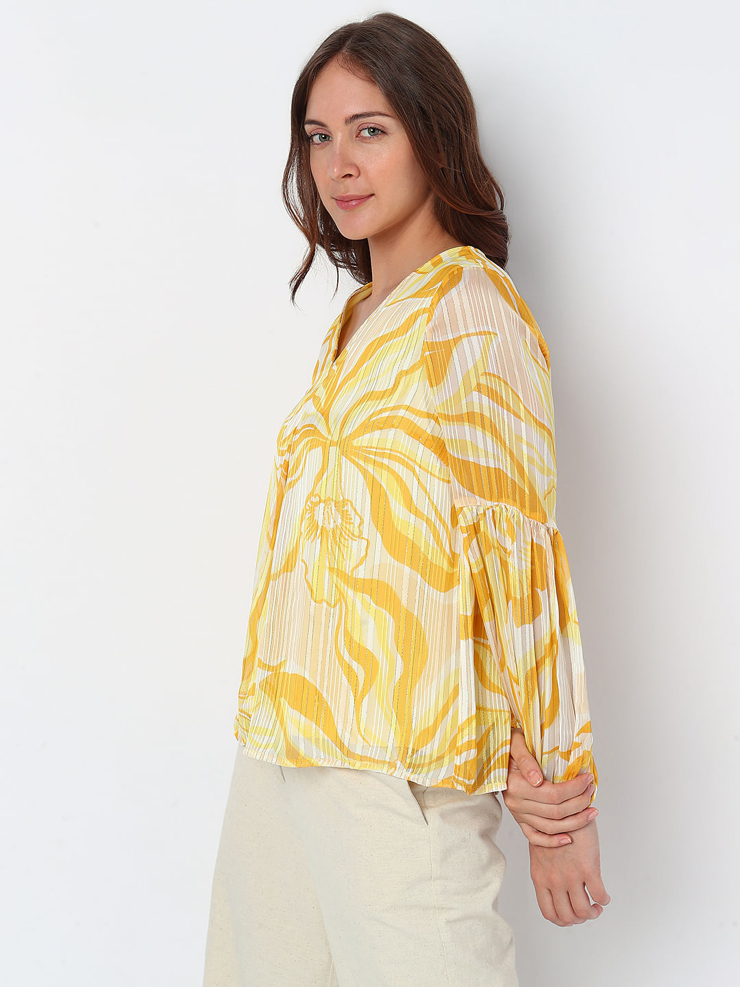 Yellow Floral Print Top