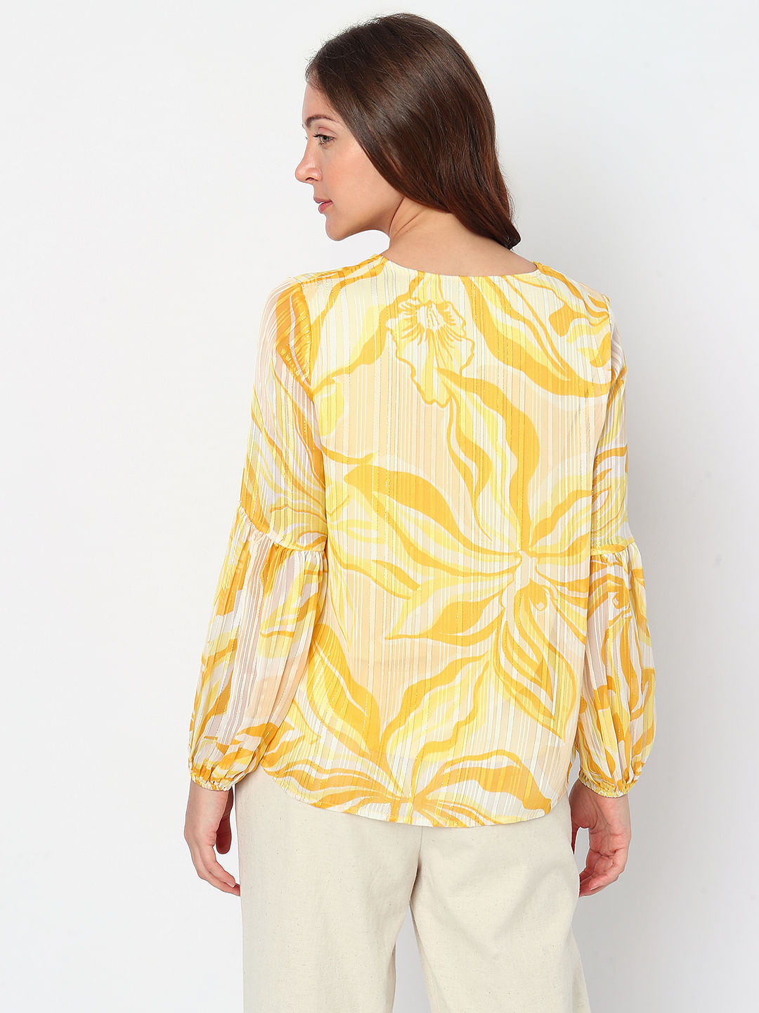 Yellow Floral Print Top