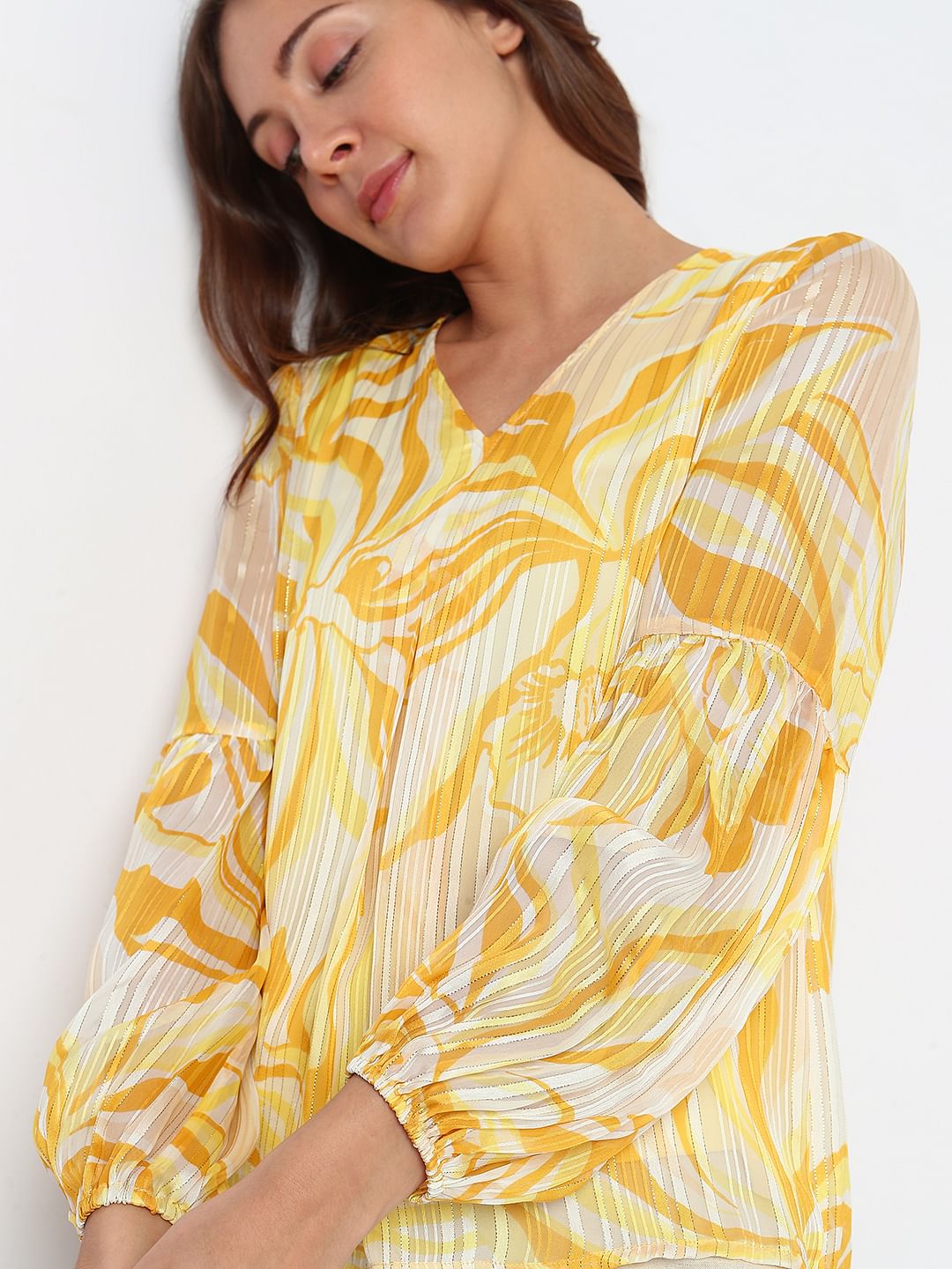 Yellow Floral Print Top