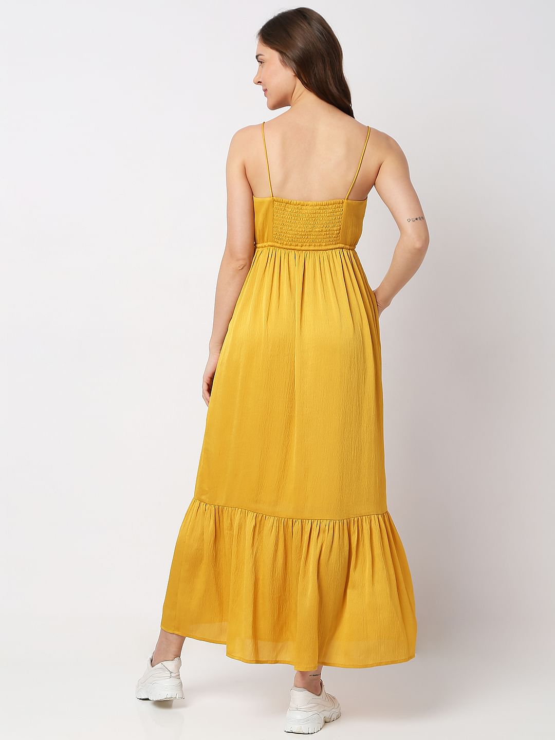 Golden Yellow Strappy Midi Dress