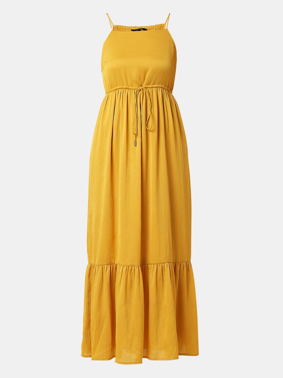 Golden Yellow Strappy Midi Dress
