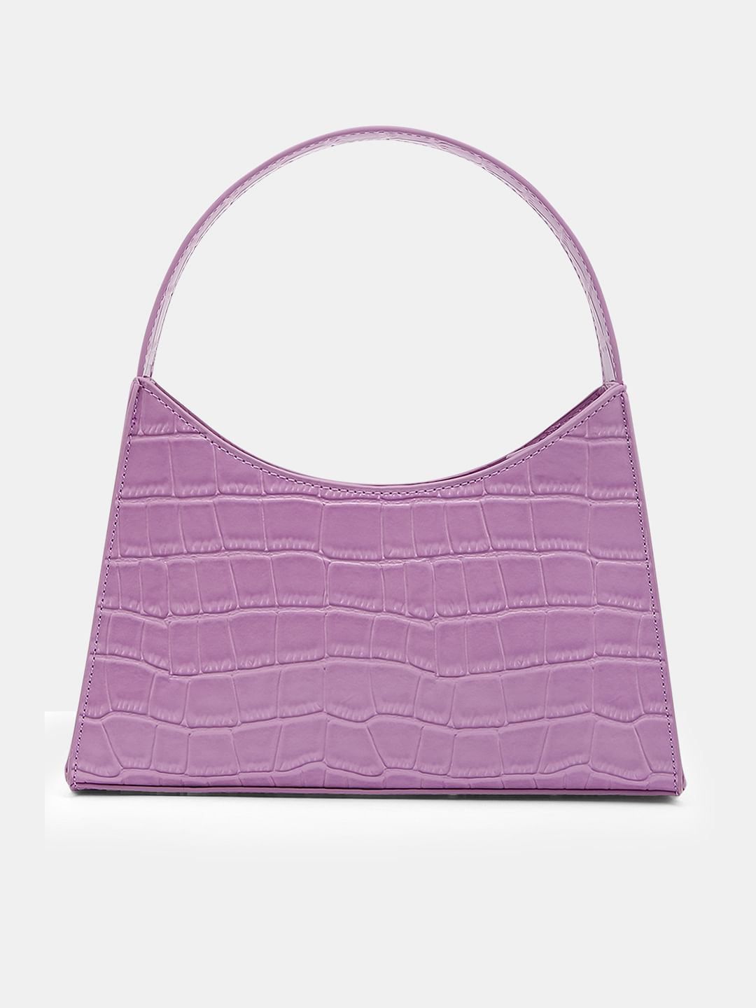 Purple Faux Leather Baguette Bag